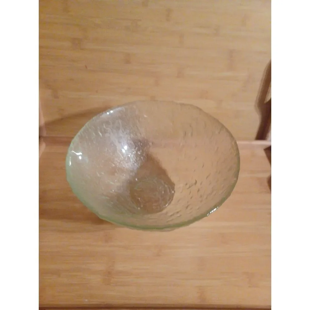 Vintage Crystal Glacier Ice drip textured‎ Round deep Serving bowl heavy clear